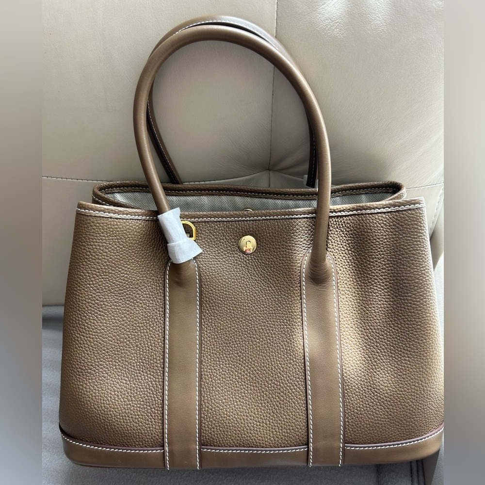 Grey Leather Tote Bag
